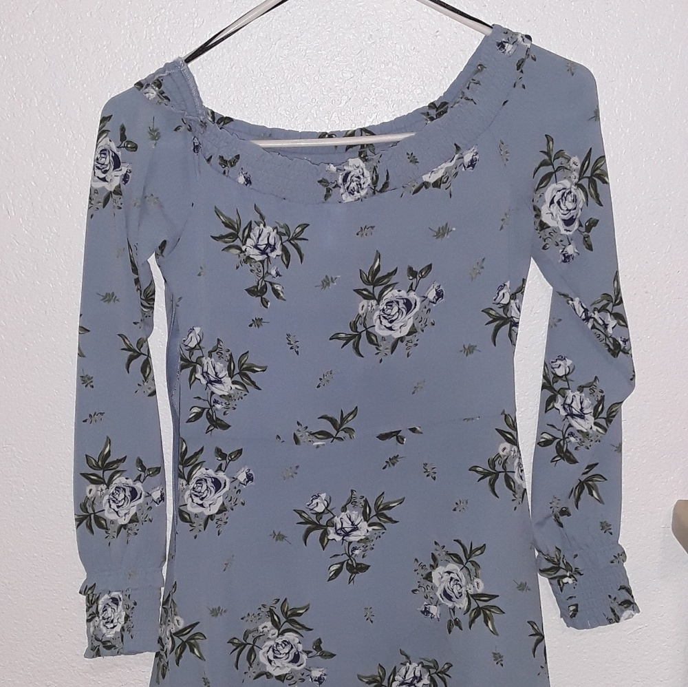 Divided Blue Floral Dress